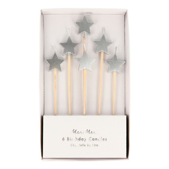 Star Candles - Set of 6 | Silver grey