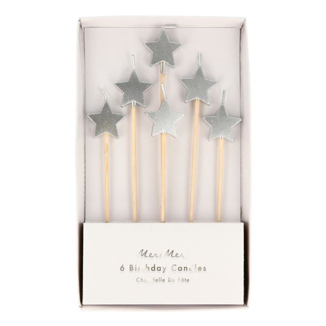Bougies Etoiles - Set de 6 | Gris argent