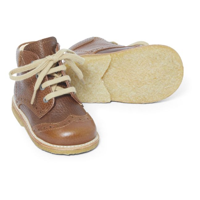 Botines con cordones y costura | Coñac
