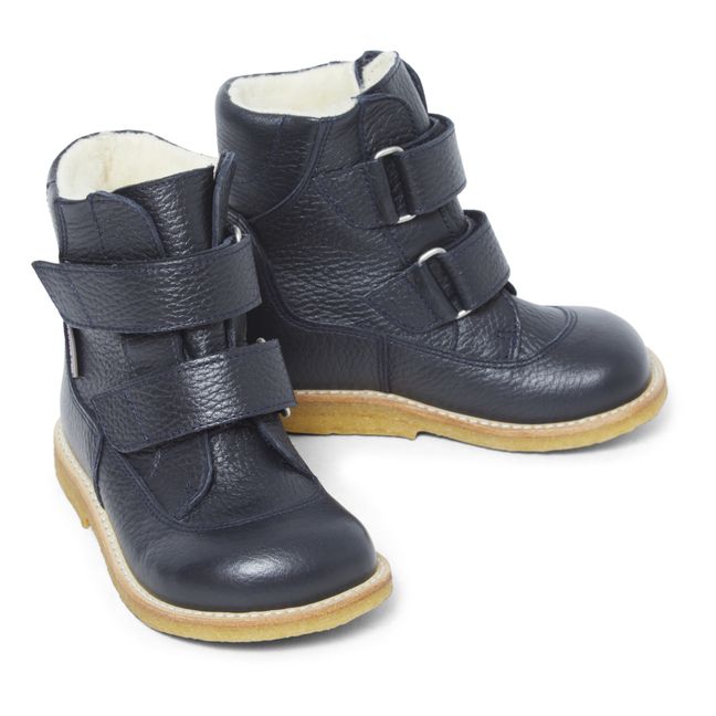 Velcro Tex Lined Boots  | Navy blue