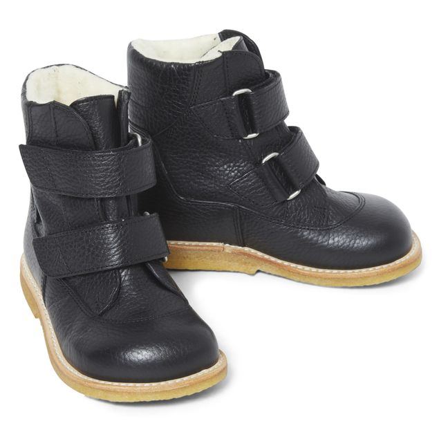 Fleece Lined Velcro Boots | Black