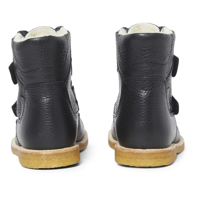Fleece Lined Velcro Boots Negro