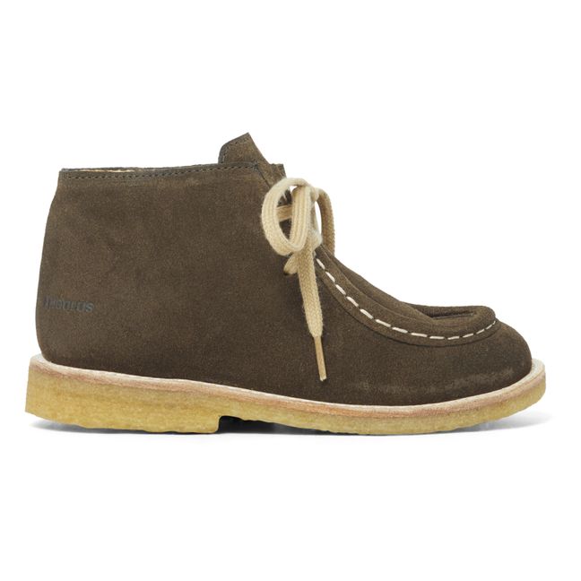 Suede Lace-Up Boots Verde oliva