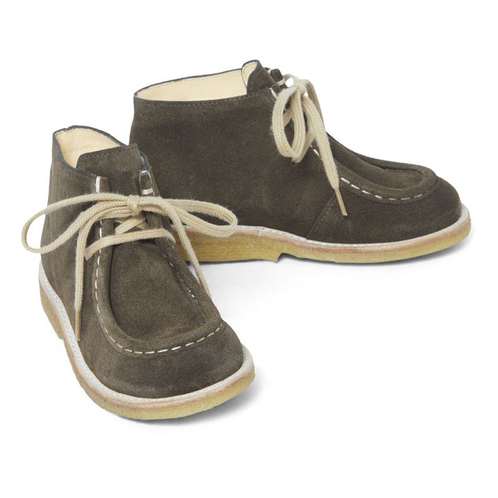 Suede Lace-Up Boots Verde oliva- Imagen del producto n°1