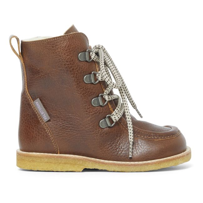 Sherpa-Lined Lace-Up Boots Brown