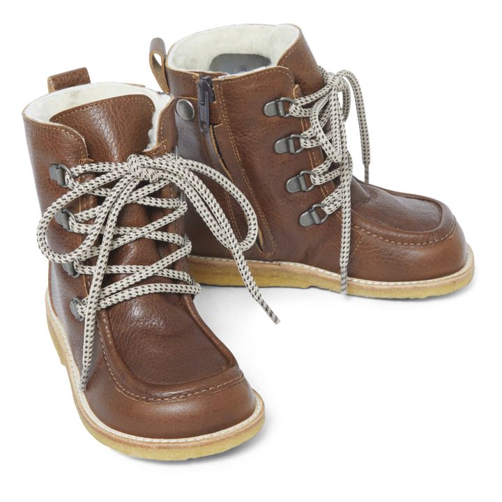 Sherpa-Lined Lace-Up Boots Marrón- Imagen del producto n°1
