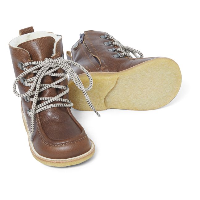 Sherpa-Lined Lace-Up Boots | Brown