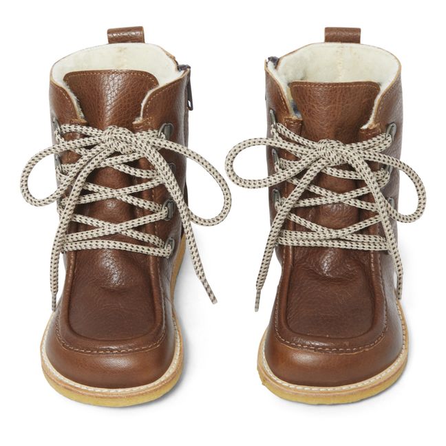 Sherpa-Lined Lace-Up Boots | Marrón