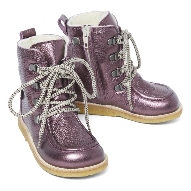 Boots Fourrées Lacets Violet