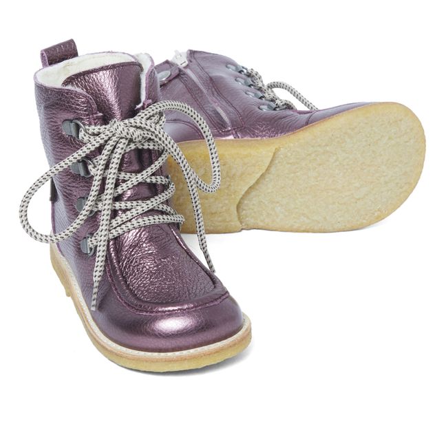 Boots Fourrées Lacets Violet
