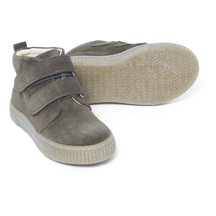 Suede High-Top Velcro Sneakers | Olive green- Product image n°2