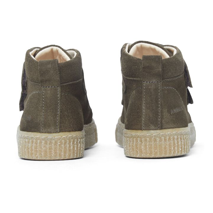 Suede High-Top Velcro Sneakers | Olive green- Product image n°4