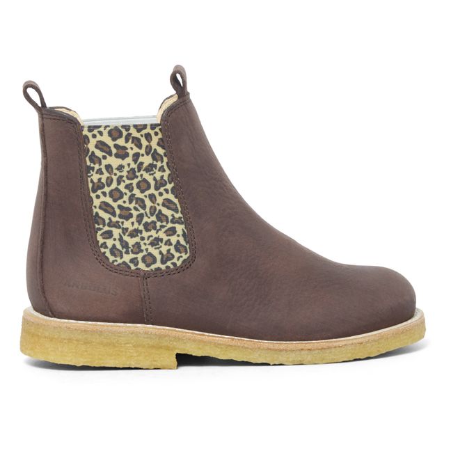 Stivali Chelsea Boots, scamosciati, motivo: leopardo | Marrone