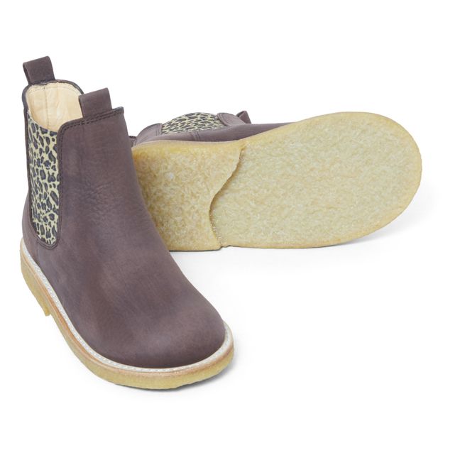 Stivali Chelsea Boots, scamosciati, motivo: leopardo | Marrone