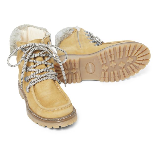 Boots Lacets Shearling Camel
