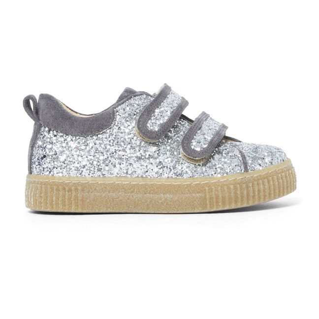 Sparkly Velcro Sneakers | Silver