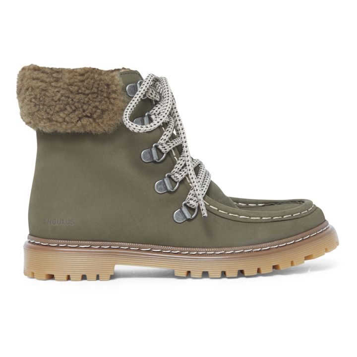Lace-Up Shearling Boots Verde oliva- Imagen del producto n°0