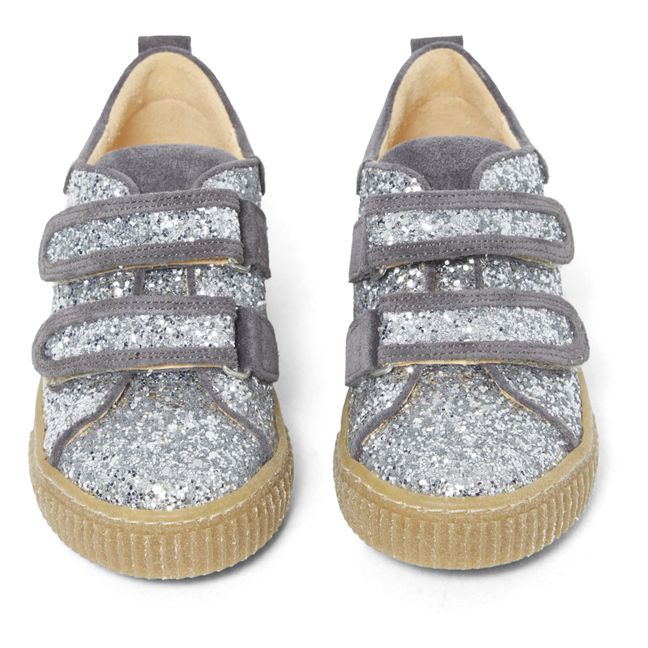 Sparkly Velcro Sneakers Silver