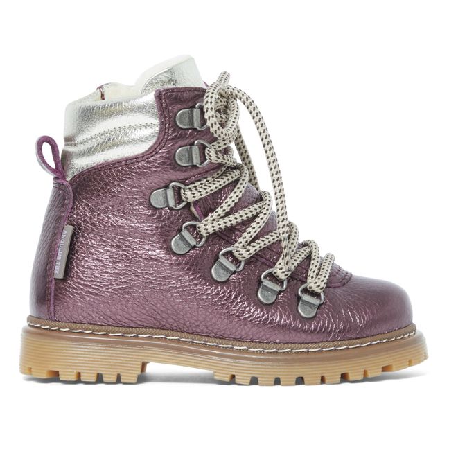 Gefütterte Stiefeletten mit Tex-Schnürsenkeln Irisiert | Violett