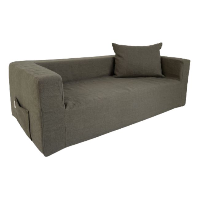 Coussin Gaston en lin lavé | Vert kaki