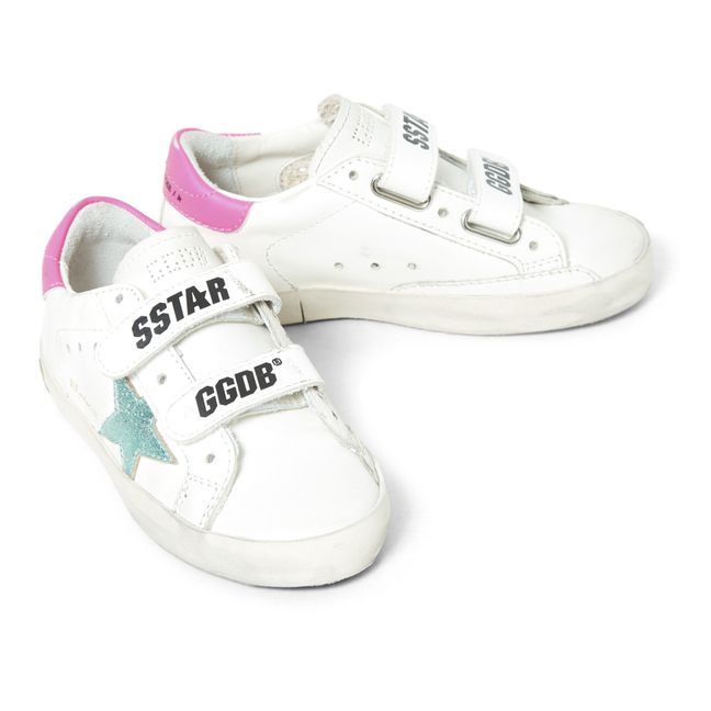 Old School Laminated Star Velcro Sneakers Rosa