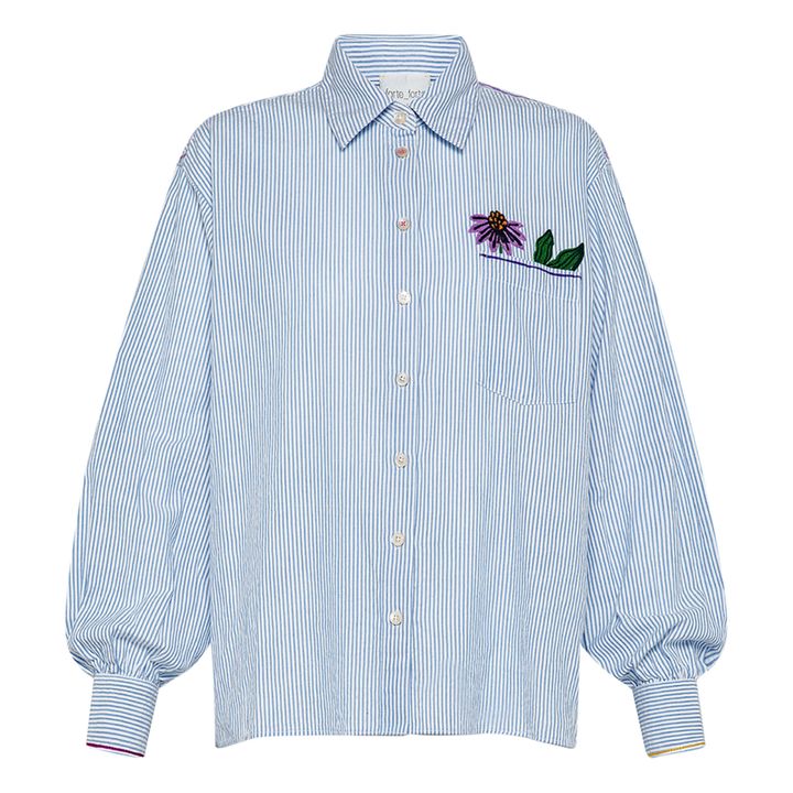 Jaguar de Lua Poplin Embroidered Shirt | Azul- Imagen del producto n°0