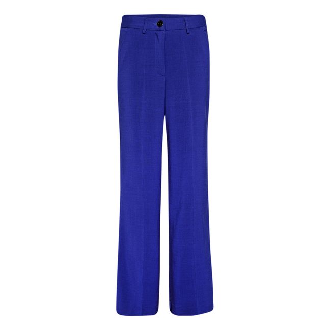 Mannish Viscose and Wool Trousers Electric Blue