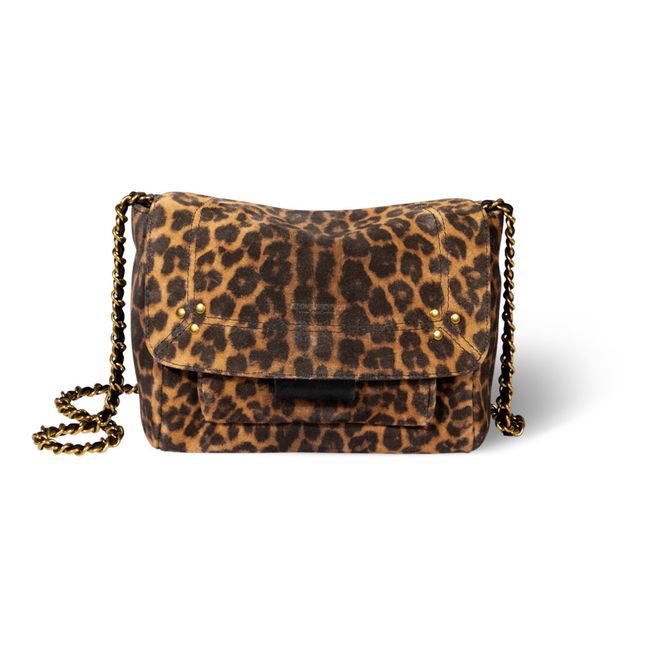 Lulu Leopard Print Calfskin Leather Bag - S Marrone