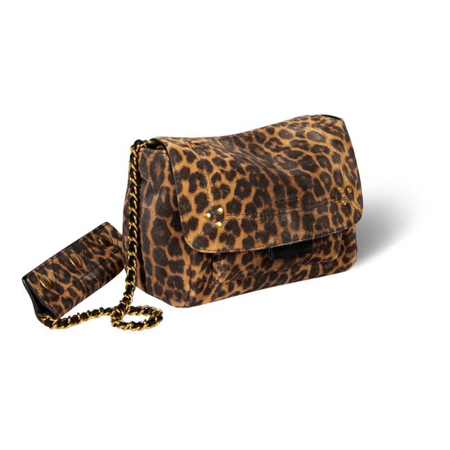 Lulu Leopard Print Calfskin Leather Bag - S Brown