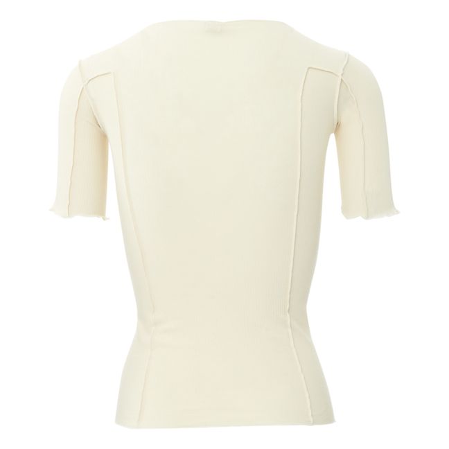 T-shirt a costine in cotone bio Omato | Bianco