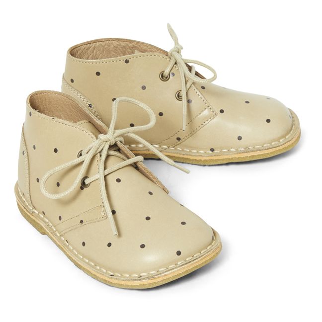 Botas de piel Kitten con cordones | Beige