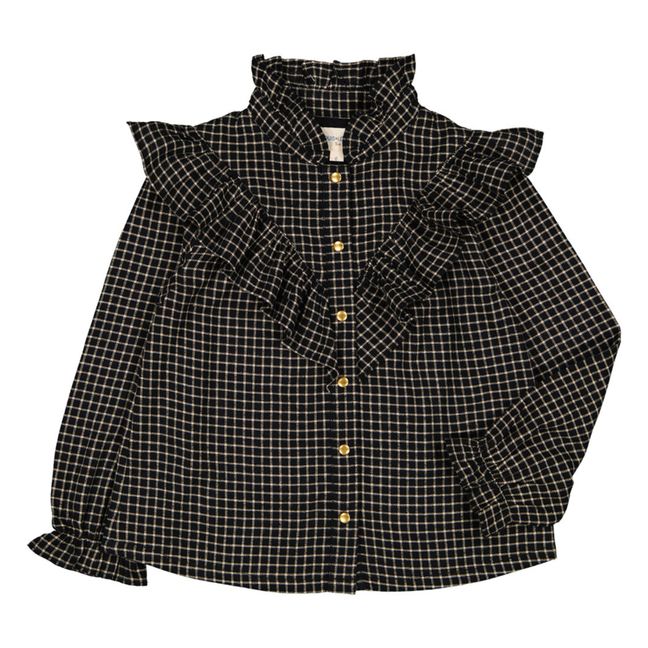 Checked Fig Blouse Schwarz