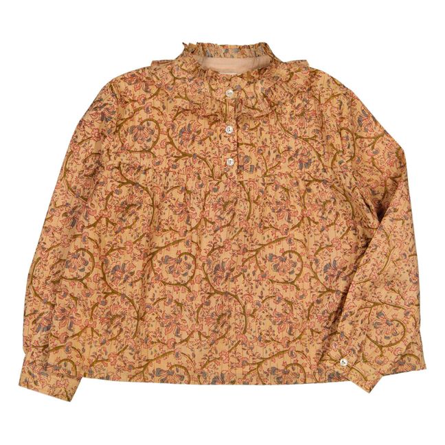 Prudence Sparkly Floral Blouse | Beige