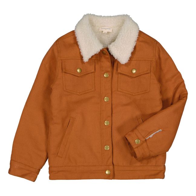 Brand Sherpa Lined Denim Jacket Caramelo