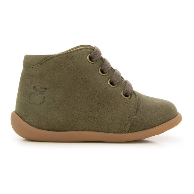 Stand-Up Suede Ankle Boots Verde Kaki