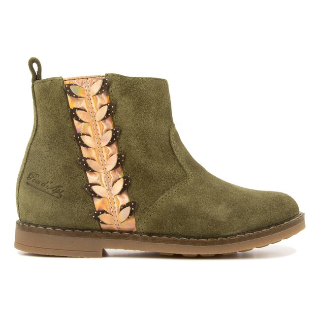 Trip Leaf Suede Boots Olive green