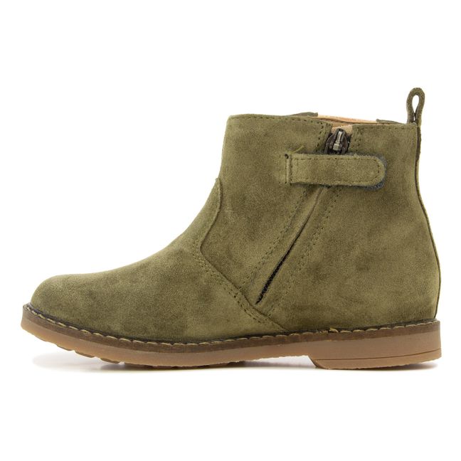Trip Leaf Suede Boots | Olive green
