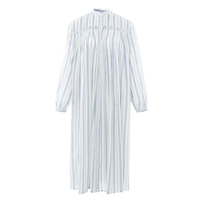Sissi Striped Organic Cotton Dress Blue