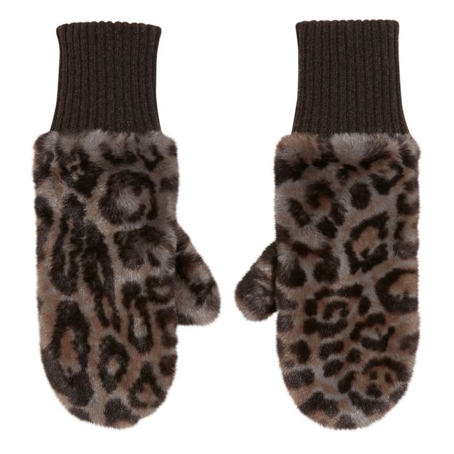 Madina Faux Fur Mittens - Women's Collection - Leopard