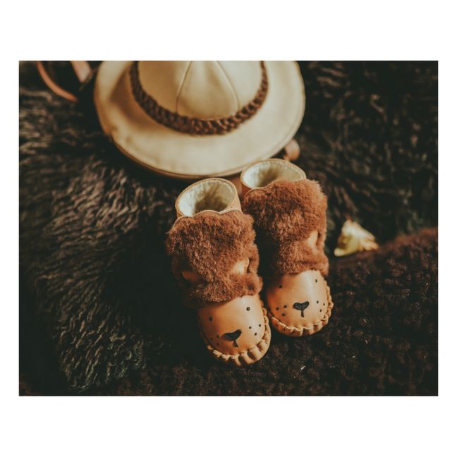 Kapi Lion Fur-Lined Booties Kamelbraun