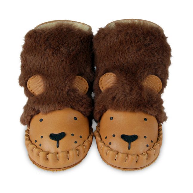 Kapi Lion Fur-Lined Booties Kamelbraun