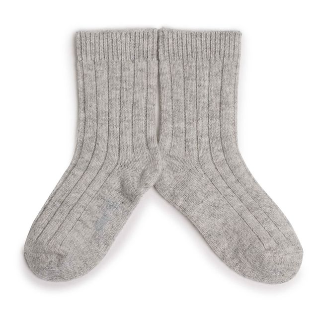 Chamois-Socken aus Kaschmir und Merino | Hellgrau