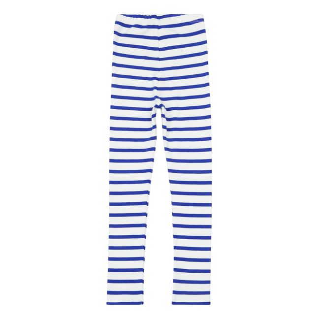 Organic Cotton Striped Leggings Blu marino