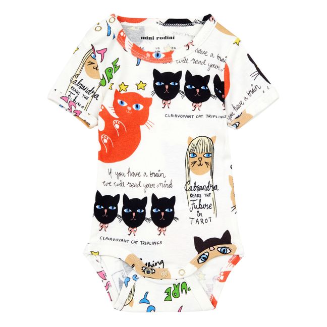 Organic Cotton Cat Sleeveless Baby Bodysuit | Blanco