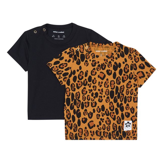 Pack 2 T-shirt Leopard Marron