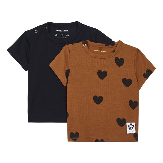 Heart T-shirts - Set of 2 | Brown