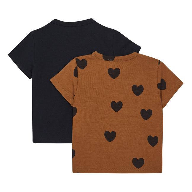 Heart T-shirts - Set of 2 Brown