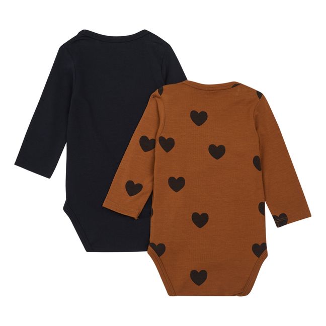 Heart Baby Bodysuits - Set of 2 Marrón