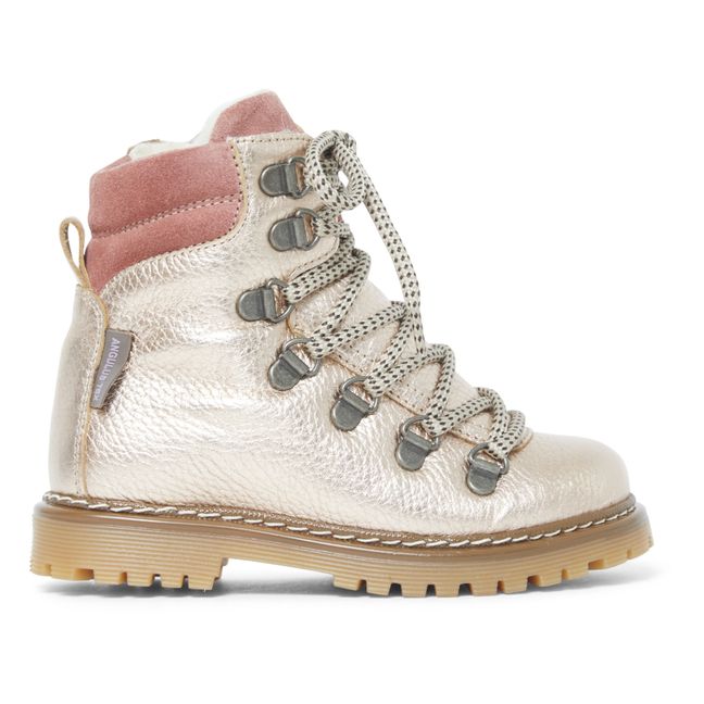 Tex Metallic Fleece Lined Lace-Up Boots Rame