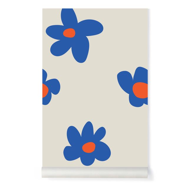 Papier-peint Fleurs - Mathilde Cabanas x Bonjourgeorges Bleu